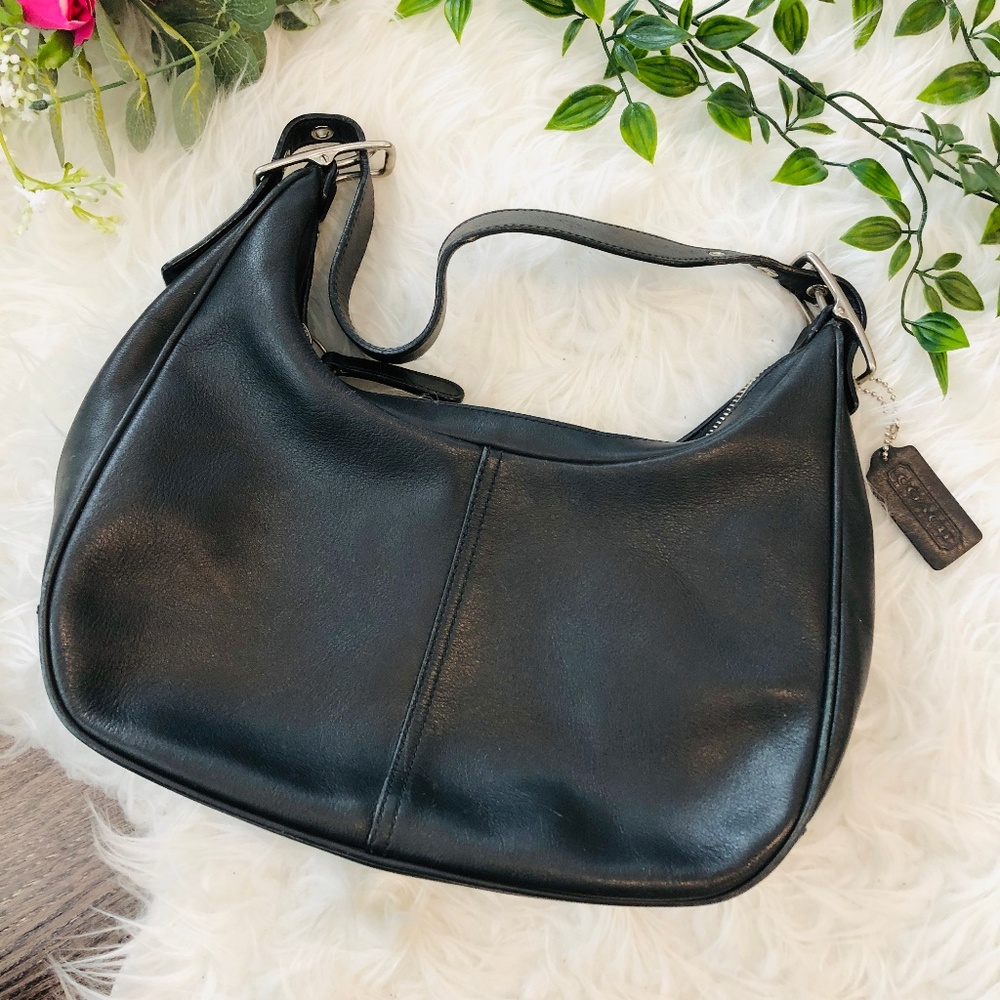 COACH VINTAGE BLACK LEATHER HANDBAG MINI SHOULDER